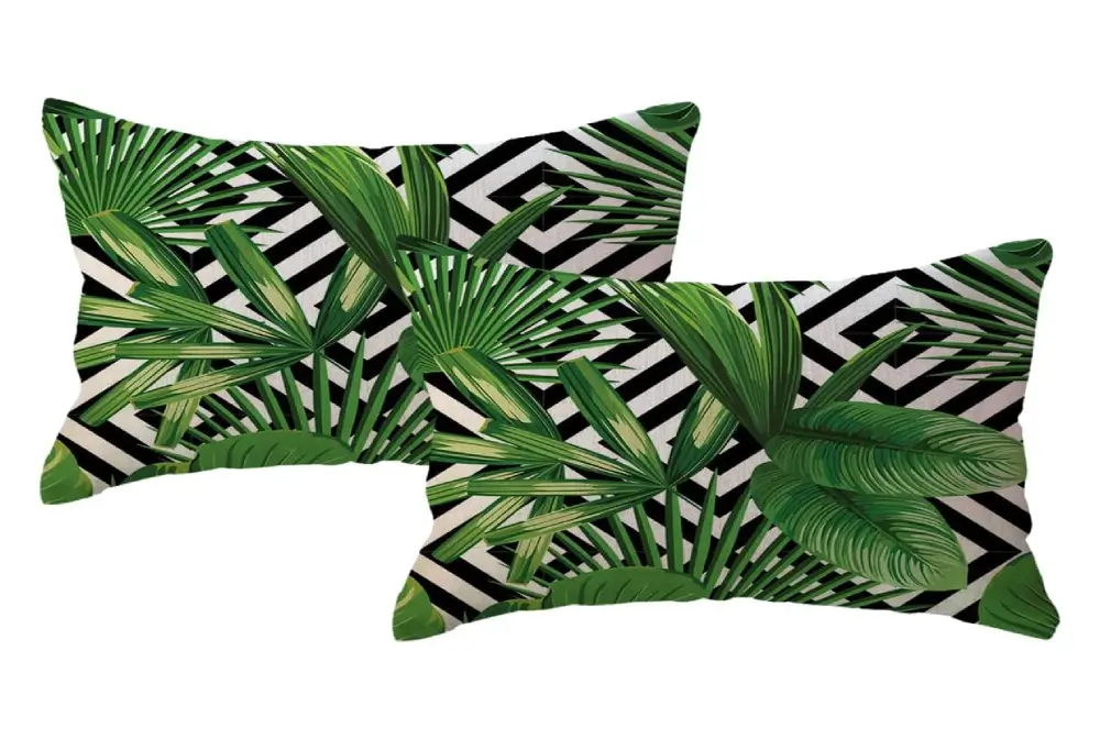 Tropical Leaf Print Pillow Cover