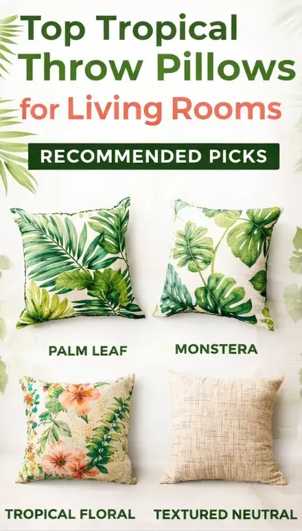 Palm Leaf, Monstera, Tropical Floral, Textured Neutral Pillows