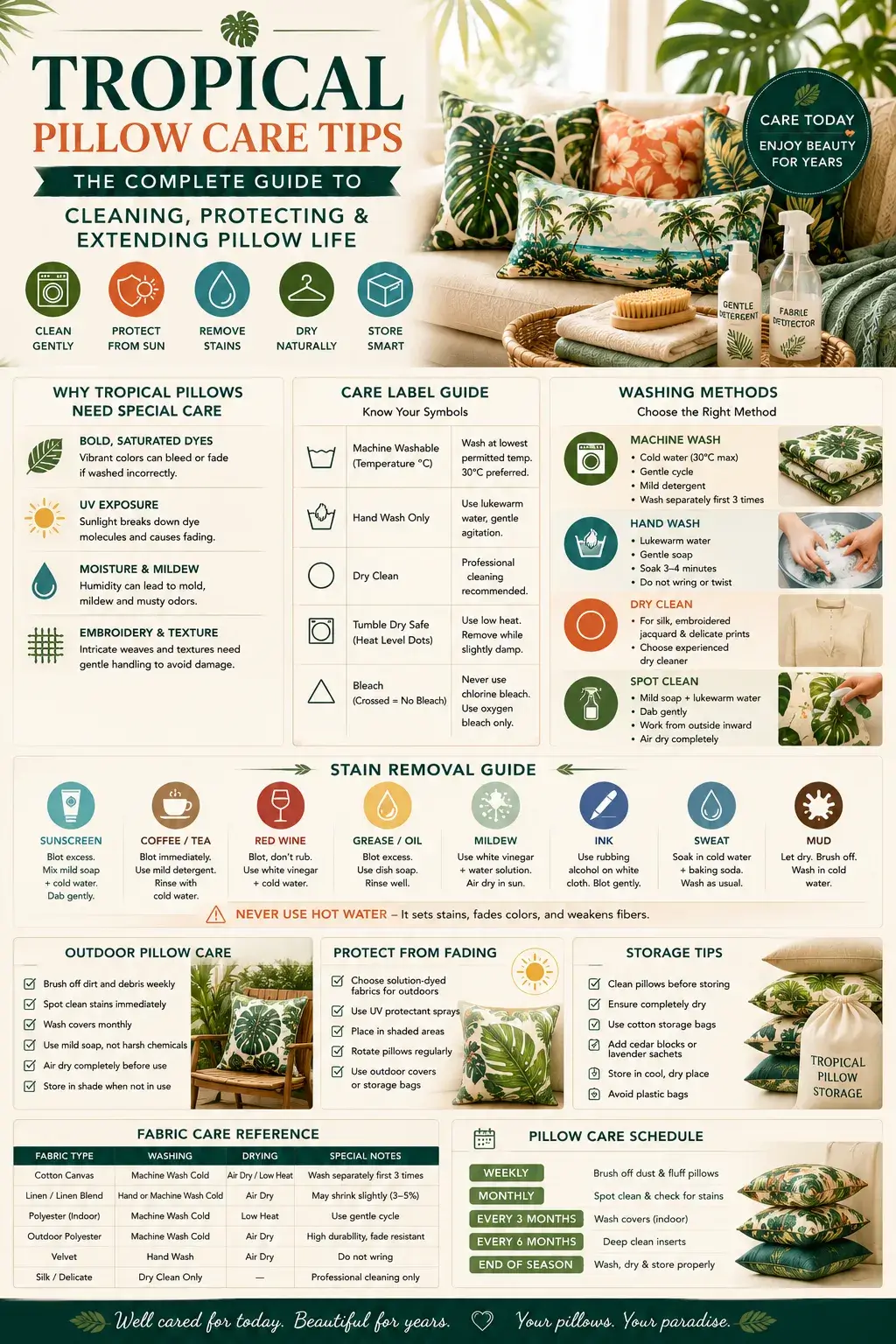 Tropical pillow care guide