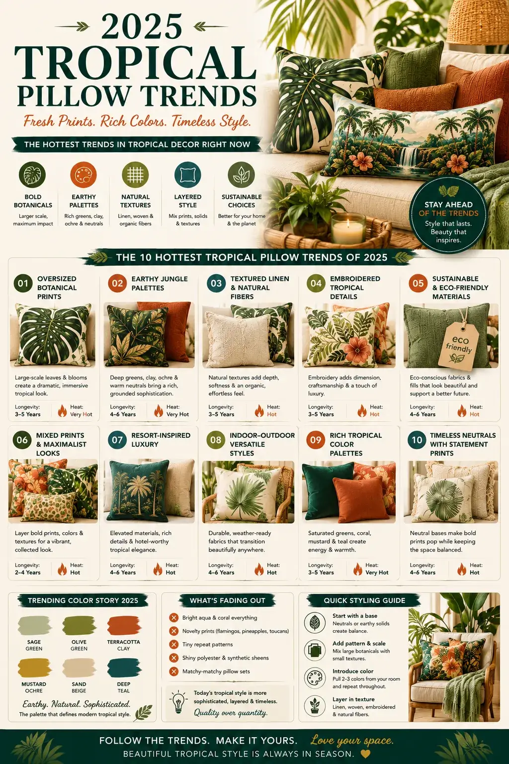 Tropical Pillow Trends 2026:The Hottest Prints, Colors & Styles Right Now Tropical pillow trends for 2026